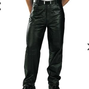 NWT Exelement 860 Men's Classi Loose Fit Black Leather Motorcycle Pants, XXL